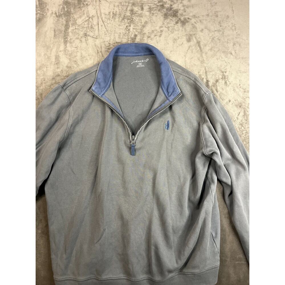 Johnnie O Mens Sz M Grey 1/4 Zip Pullover Long Sleeve Sweatshirt